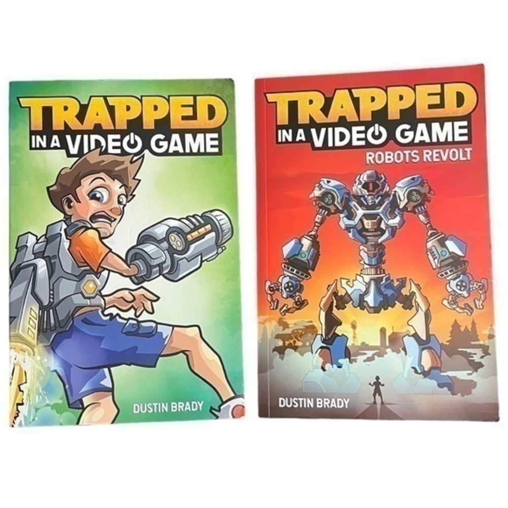 Lot of 2 Trapped in a Video Game books - Robots Revolt - Children’s books